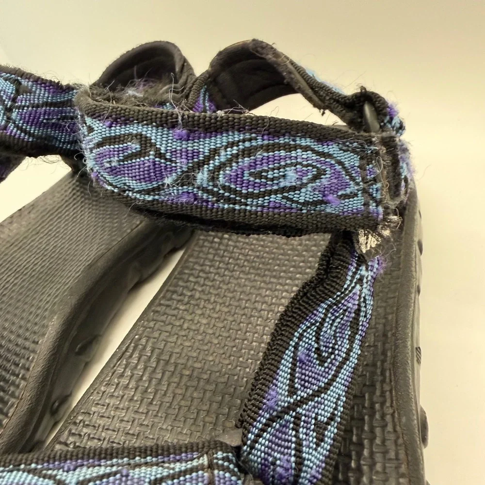 Teva Sandals Mens 8 Purple Blue Geometric Strappy Hiking Water Shoes Vintage